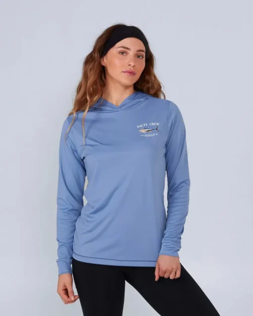 Salty Crew Big Blue Hooded Sunshirt Wmns Blue Dusk