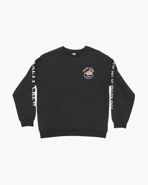 Salty Crew Snap Attack Crew Fleece Jumper Black