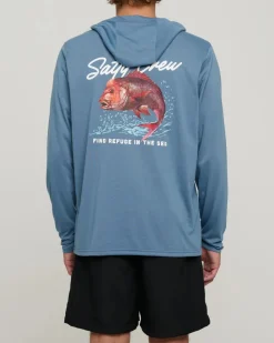 Salty Crew Snapper Hood Sunshirt Dark Slate