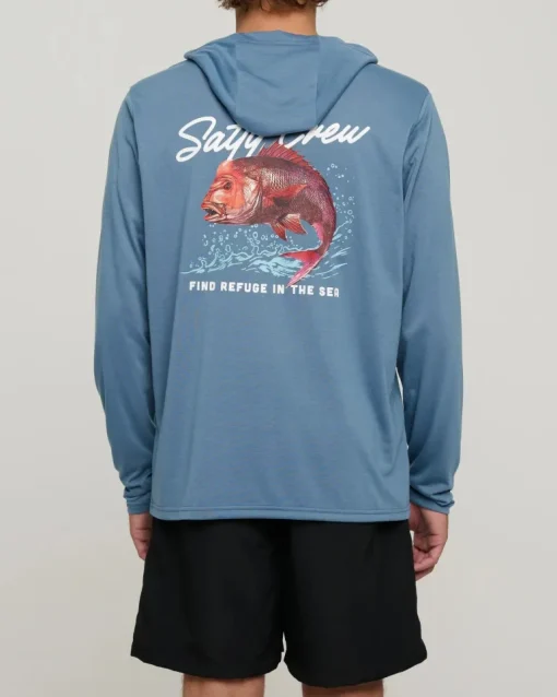 Salty Crew Snapper Hood Sunshirt Dark Slate